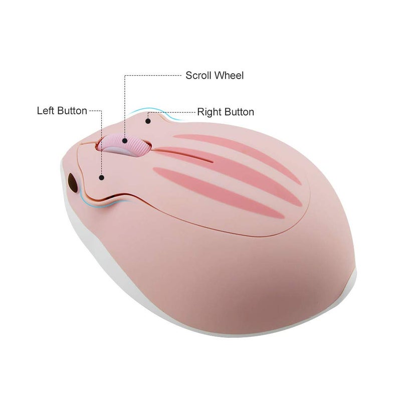 Sunffice Cute Hamster Mouse,Wireless Mouse 2.4 Ghz 1200 DPI Less Noise Cartoon Animal Shape Portable Optical Mice with USB Receiver for Notebook Windows Computer PC Laptop Gift Kids(Pink) - Image 3
